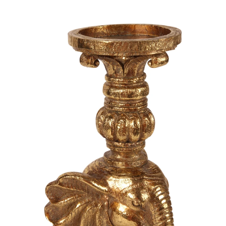 Kerzenständer Elefant - 38,5 cm - Gold - Kunstharz