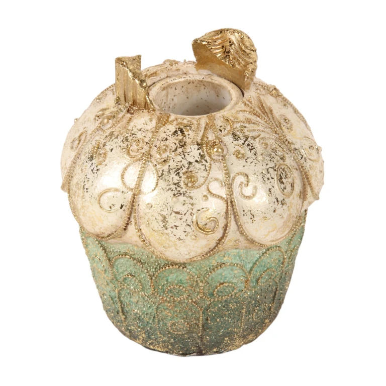 Kerzenständer Cake – 9 cm – blau/gold – Kunstharz