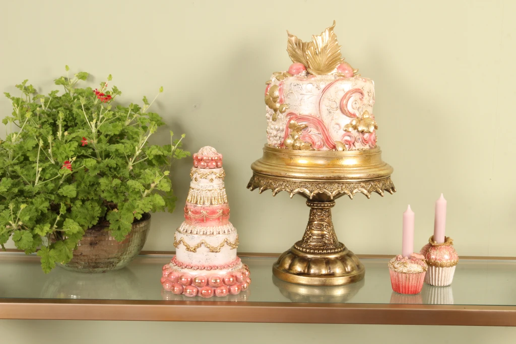 Kerzenständer Cake – 8 cm – rosa – Kunstharz