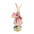 Kaninchenfigur mit Kuchen – rosa – 28,5 cm