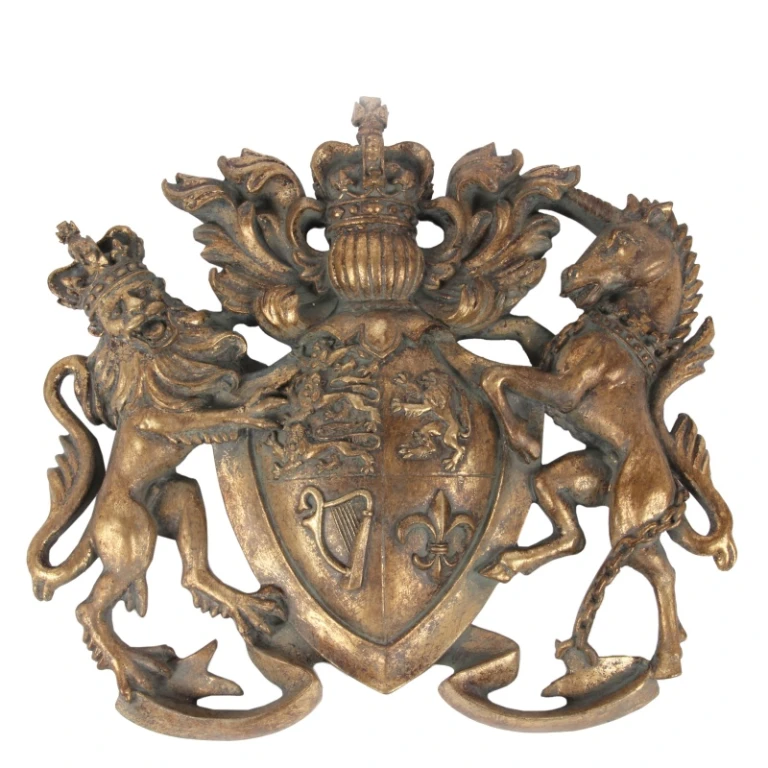Wandornament Wappenschild - Gold - 38 cm - Kunstharz