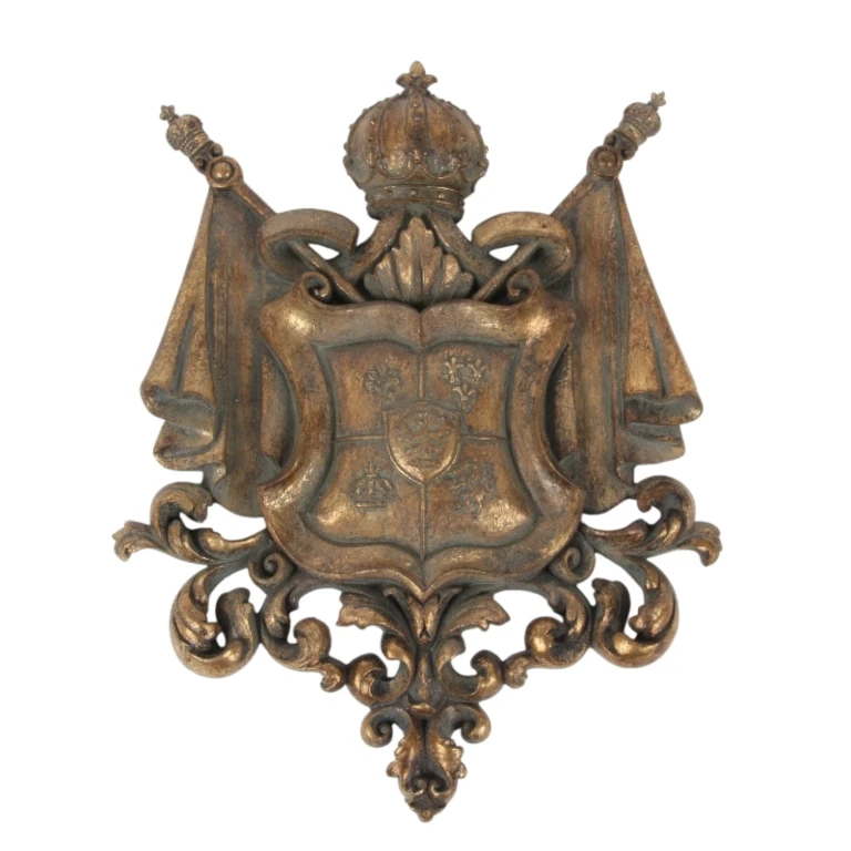 Wandornament Wappenschild - Gold - 36,5 cm - Kunstharz