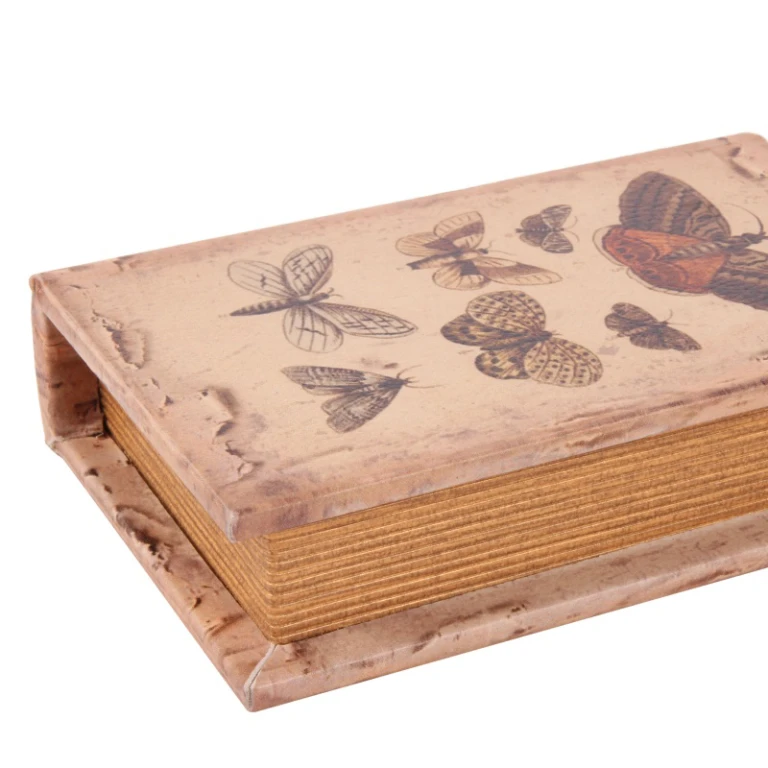 Aufbewahrungsbox Buchform - 15 cm - beige - Kunstleder