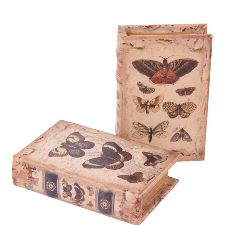 Aufbewahrungsbox Buchform - 15 cm - beige - Kunstleder