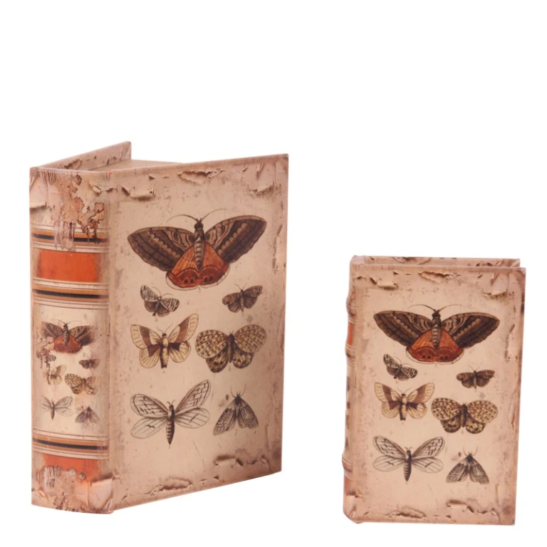 Aufbewahrungsbox Buchform - 15 cm - beige - Kunstleder