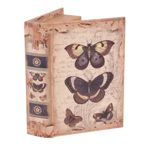 Opbergdoos in boekvorm - 20 cm - beige - kunstleer