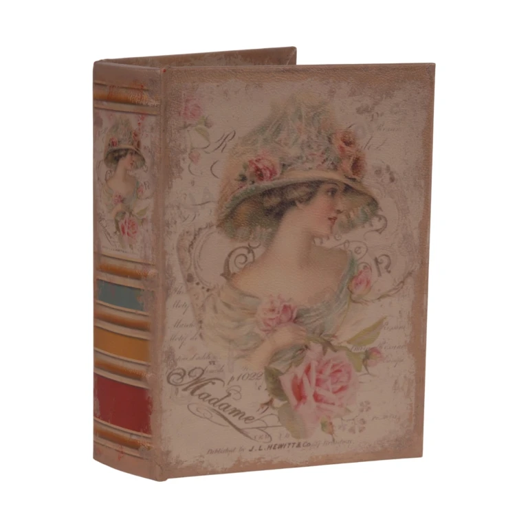 Aufbewahrungsbox Buchform - 23 cm - rosa - Kunstleder