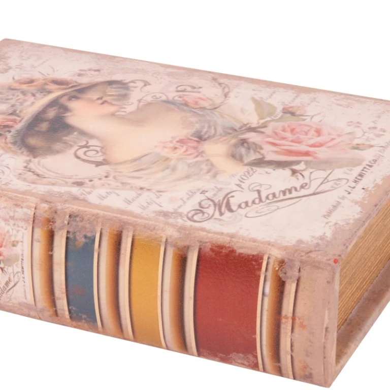 Aufbewahrungsbox Buchform - 23 cm - rosa - Kunstleder