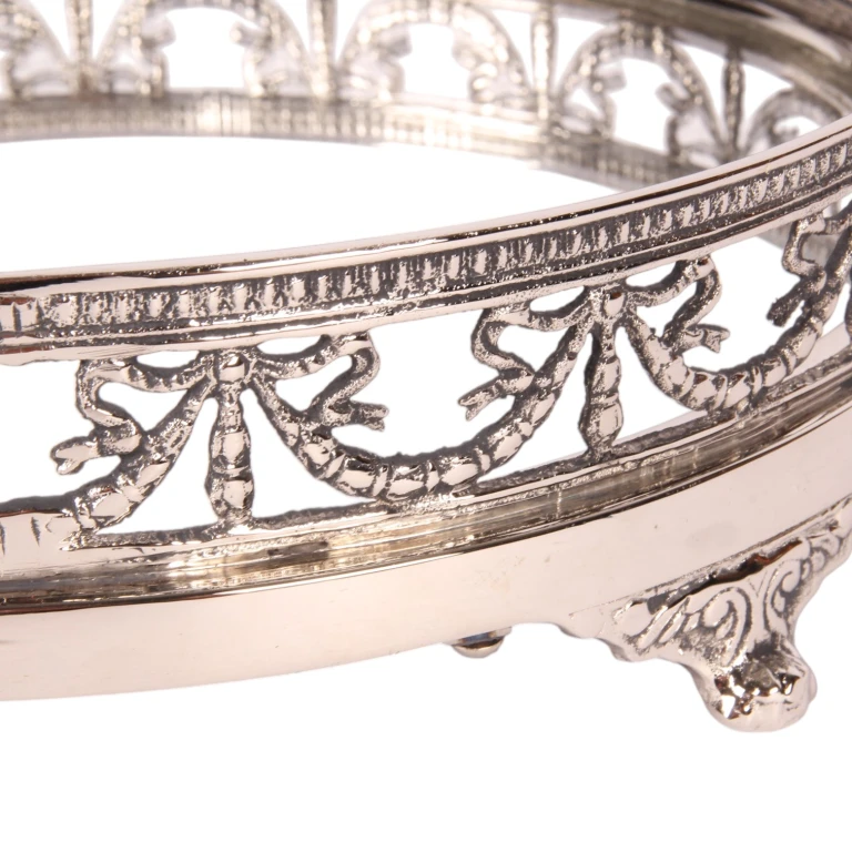 Tray with Mirror - Silver-Colored - 28 cm