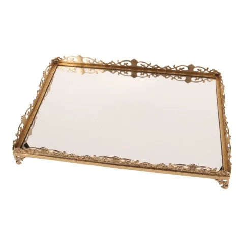 Spiegeldienblad messing goudkleurig - 64 x 42 cm