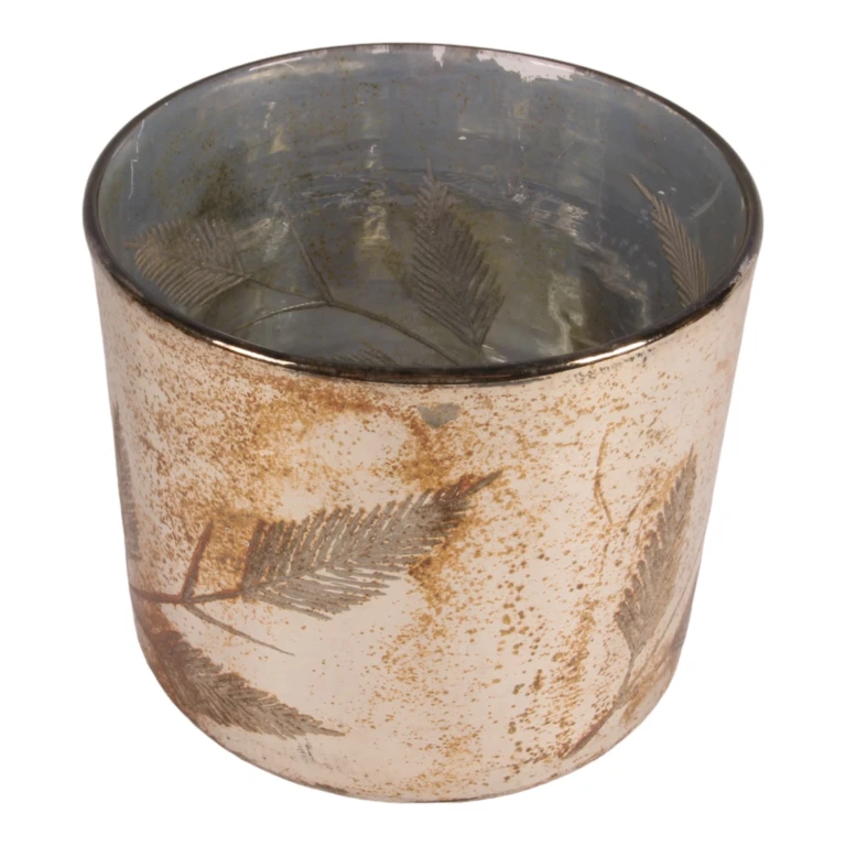 Teelichthalter Blätter – Silber – Glas – 18 cm – 1 Stück