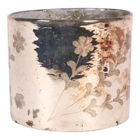 Waxinelichthouder Bloemen - 18 cm - Goud - Glas