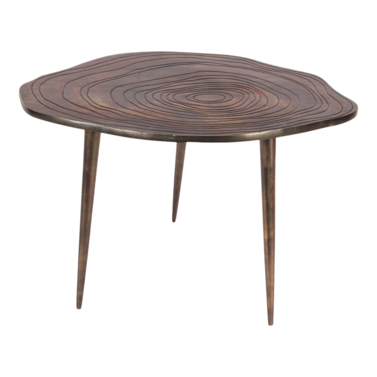 Side table with tree print aluminium - gold brown - 60 cm