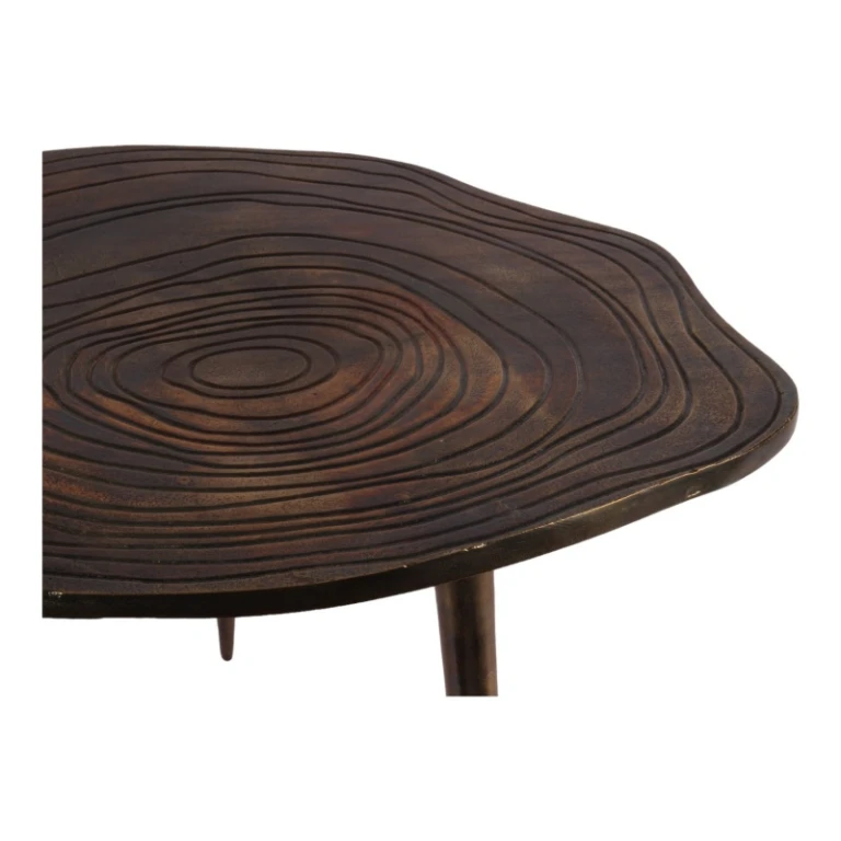 Side table with tree print aluminium - gold brown - 60 cm