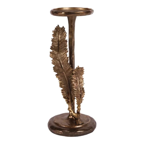 Kandelaar Veren - 28 cm - goud - aluminium