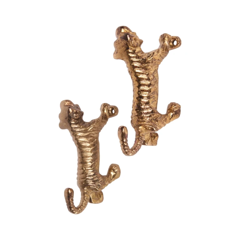 Wandhaken Tiger - 12 cm - Gold - Aluminium