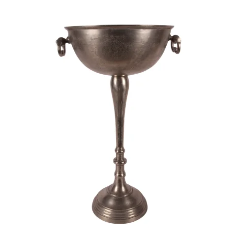 Schaal op voet - zilver - aluminium - 73 cm - 1 stuk