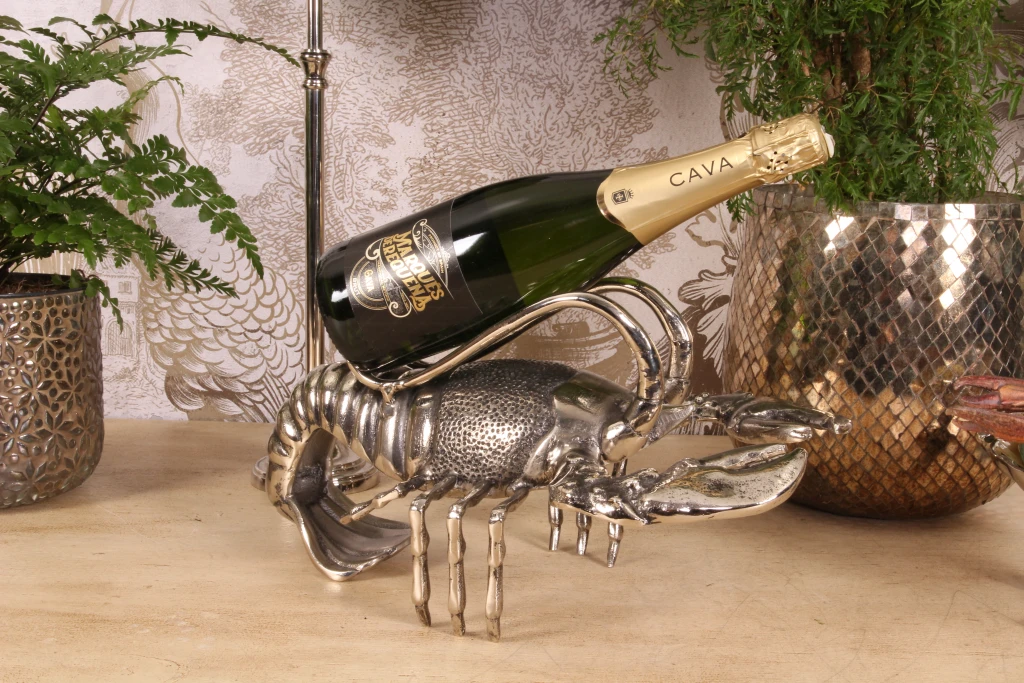 Flaschenhalter Hummer - Silber - Aluminium - 41 cm - 1 Stück