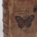 Opbergdoos boek vlinder - 15 cm - bruin - kunstleer