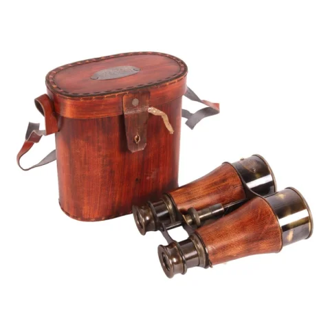 Verrekijker - messing - inclusief tas - 14 cm