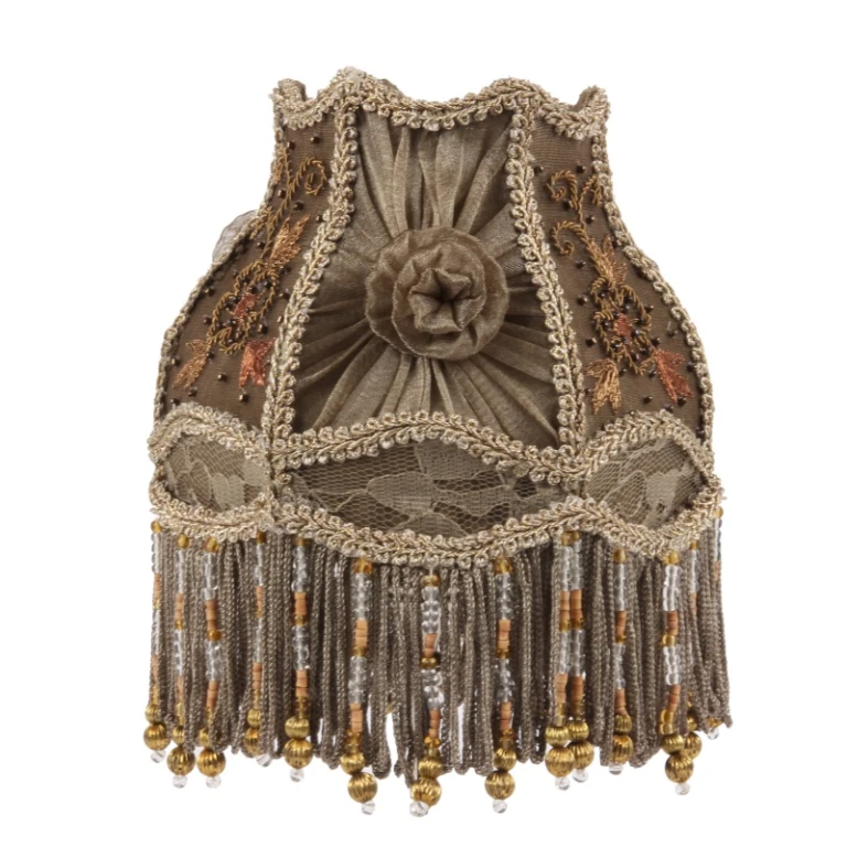 Lampenschirm Victorian Clip-On - 15 cm - taupe - Stoff