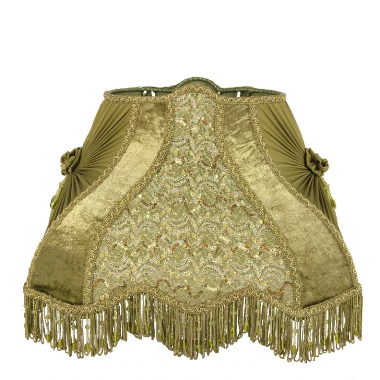 Lampenschirm Victorian Rechteck - 40 cm - Grün - Stoff