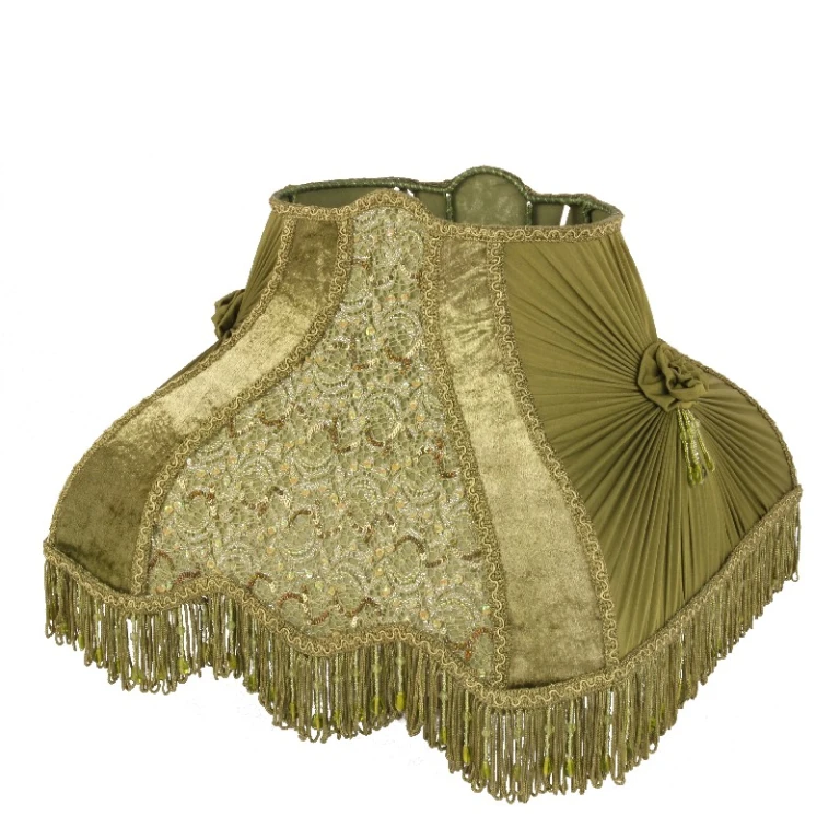 Lampenschirm Victorian Rechteck - 40 cm - Grün - Stoff
