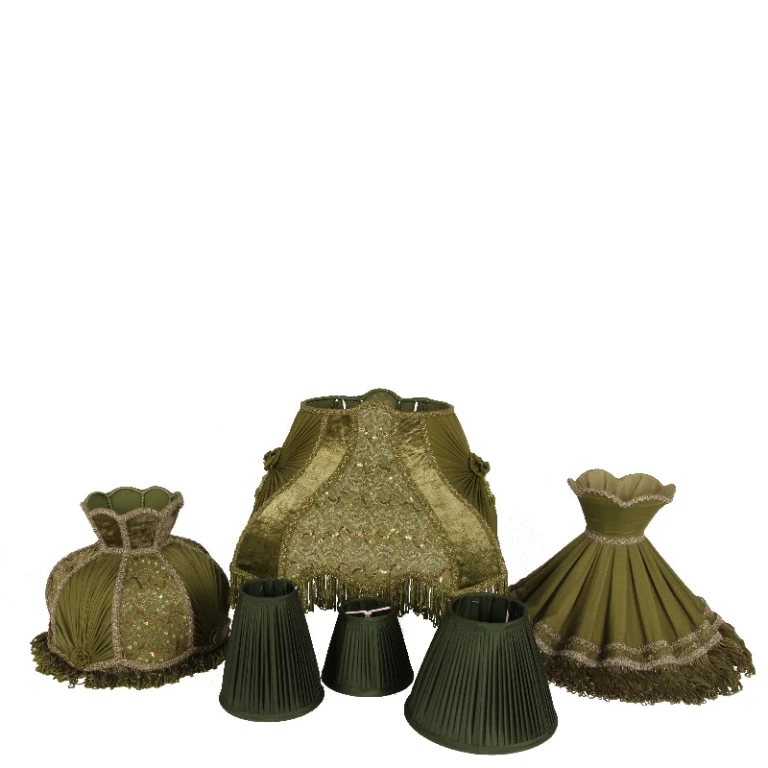 Lampenschirm Victorian Rechteck - 40 cm - Grün - Stoff