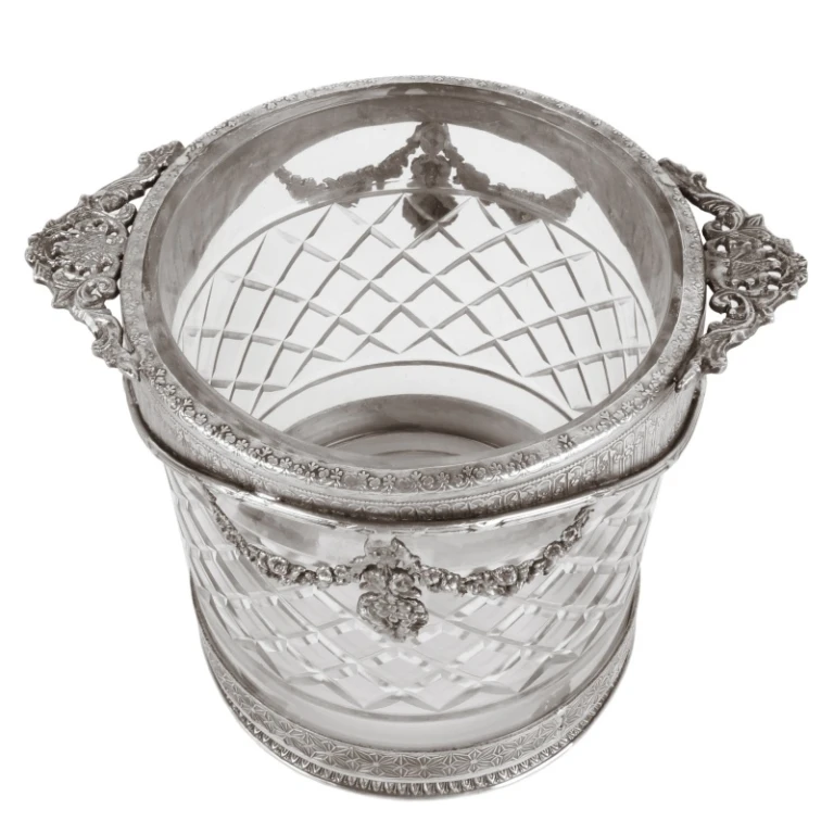Flaschenhalter - silber - 15 cm - Messing und Glas
