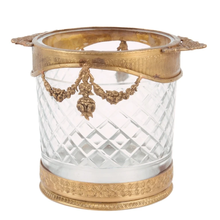 Flaschenhalter - Gold - 15 cm - Messing und Glas