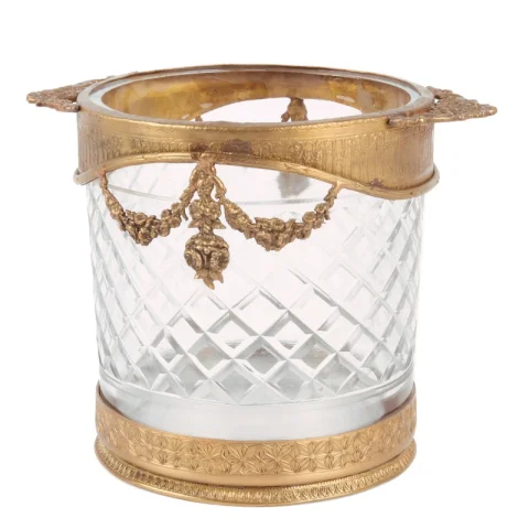 Flessenhouder - goud - 15 cm - messing en glas