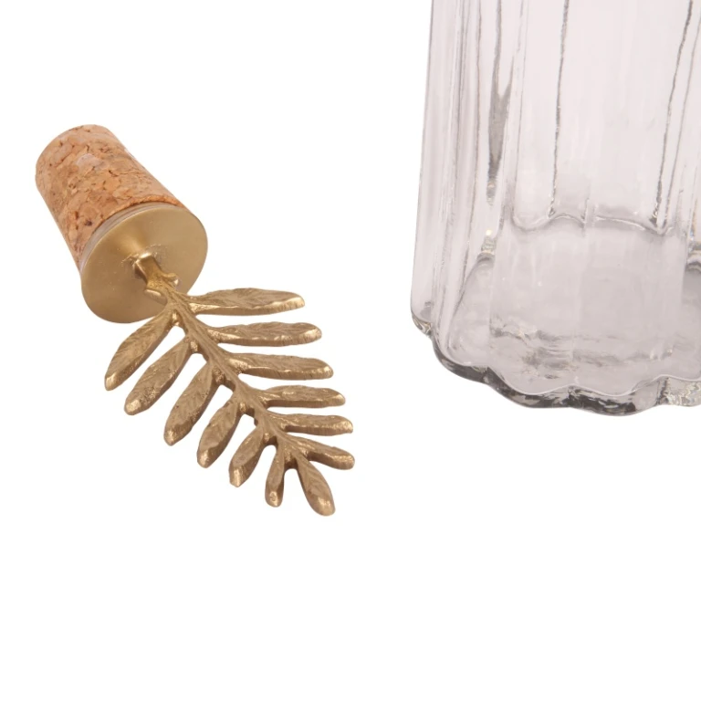 Dekorative Flasche mit Stopfen - 25 cm - Gold - Messing und Glas