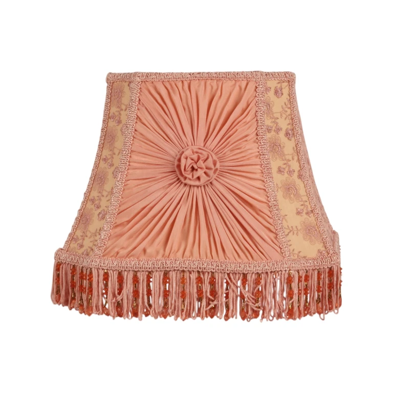 Lampenschirm Victorian Quadrat - 30 cm - Rosa - Stoff