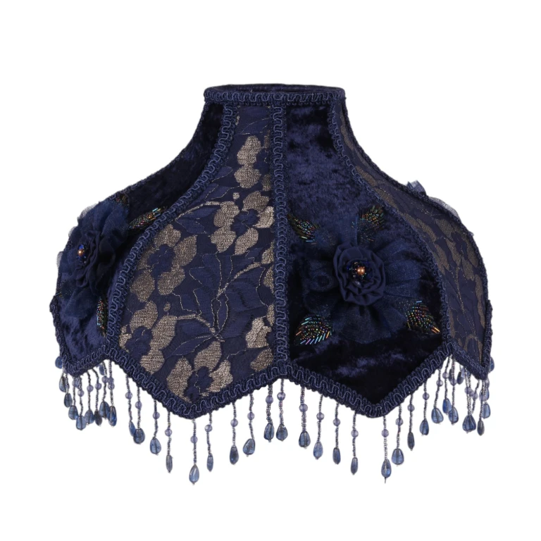 Lampenschirm Victorian Dome Scallop - 33 cm - blau - Stoff
