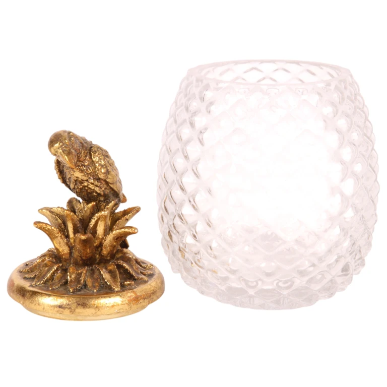 Dekorationstopf mit Deckel – Papagei – Gold – 22 cm – 1 Stück