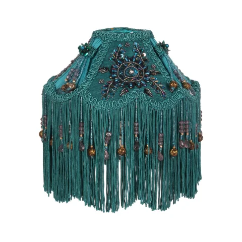 Lampenkap Victorian Dome - 18 cm - petrol - stof