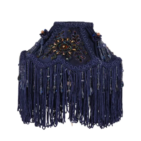 Lampenkap - klem - 19 cm - blauw - stof
