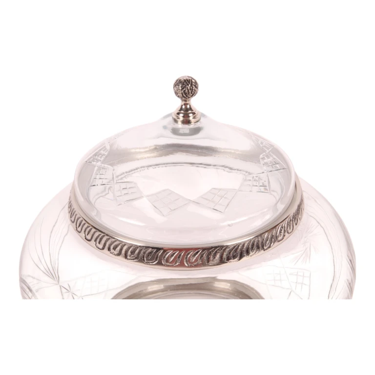 Dekorationspot mit Deckel - Silber - 26 cm - 1 Stück